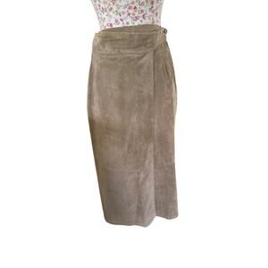 suede skirt *vintage* pockets, size 8 midi